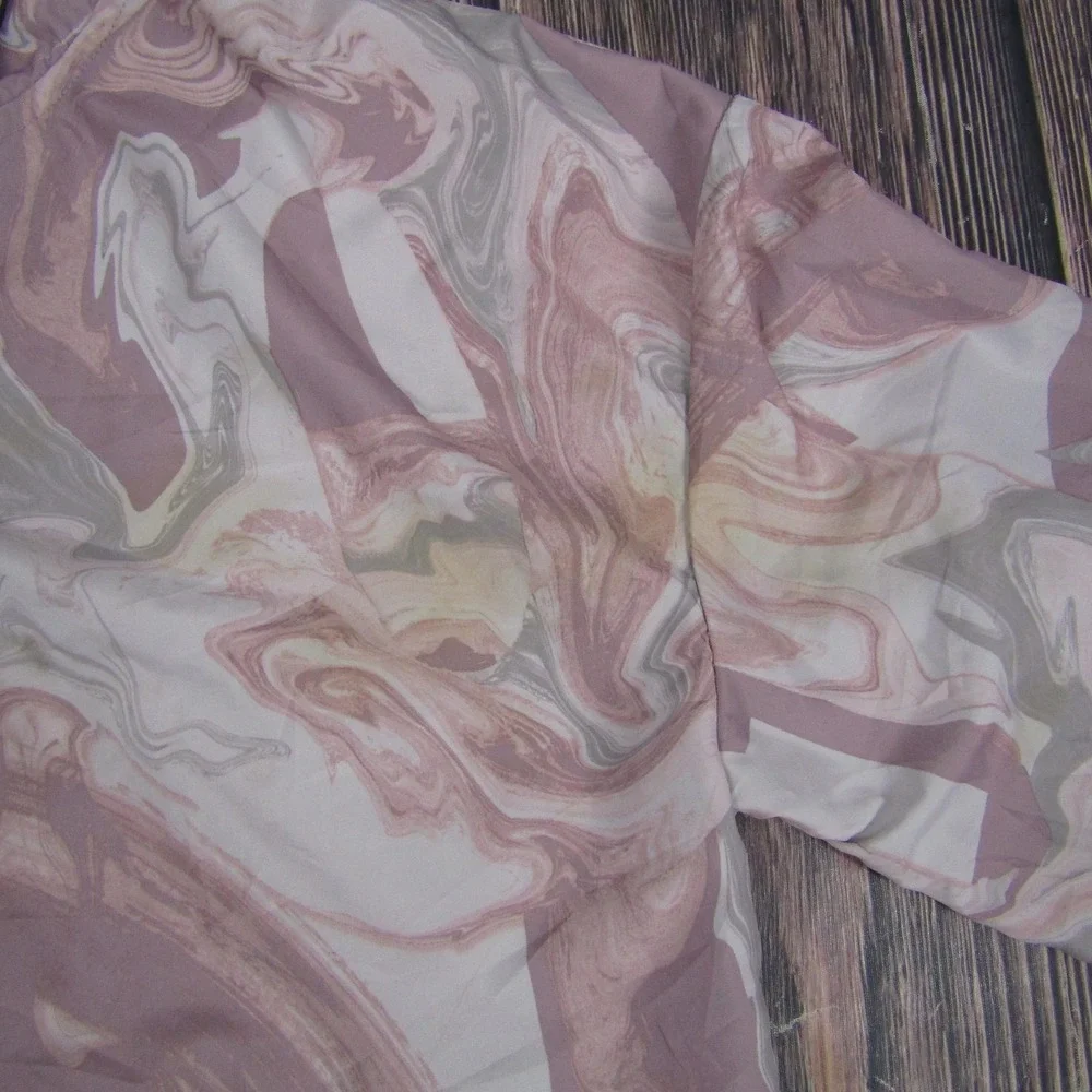 Nike Hooded Windbreaker Jacket Womens Small Pink Marble Anorak Pullover Half Zip